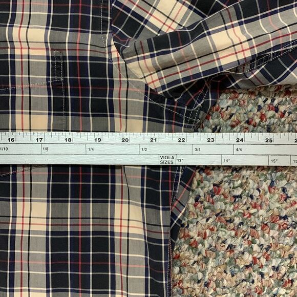 Saks Fifth Avenue Threads Blue Red Tan Plaid Cotton LS Button Up Shirt Size M - Picture 10 of 12